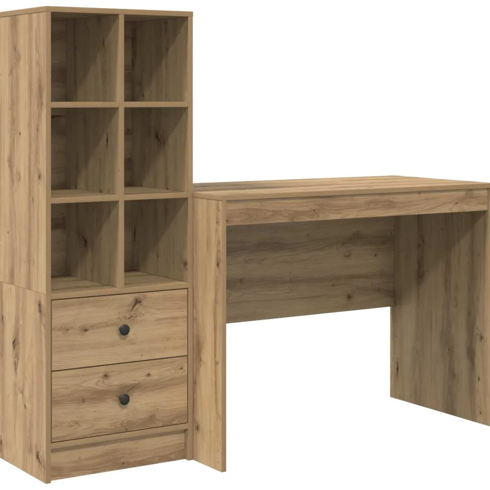vidaXL Bureau Artisan Eiken 145.5 x 50 x 127 cm 2 st