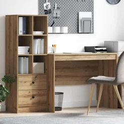 vidaXL Bureau Artisan Eiken 145.5 x 50 x 127 cm 2 st