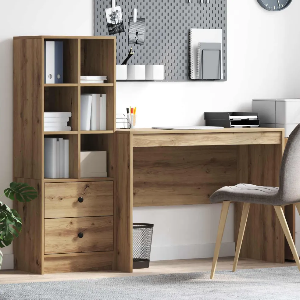 vidaXL Bureau Artisan Eiken 145.5 x 50 x 127 cm 2 st