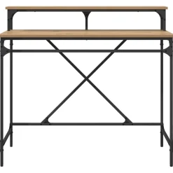 vidaXL Bureau Artisan Eiken 100 x 50 x 90 cm Bewerkt hout