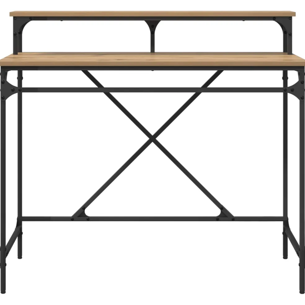vidaXL Bureau Artisan Eiken 100 x 50 x 90 cm Bewerkt hout
