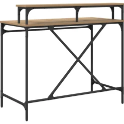 vidaXL Bureau Artisan Eiken 100 x 50 x 90 cm Bewerkt hout
