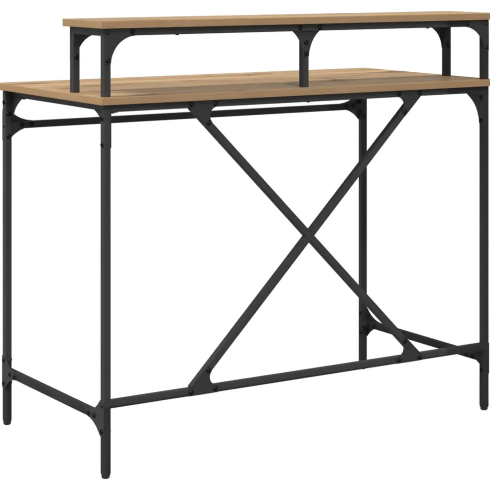 vidaXL Bureau Artisan Eiken 100 x 50 x 90 cm Bewerkt hout