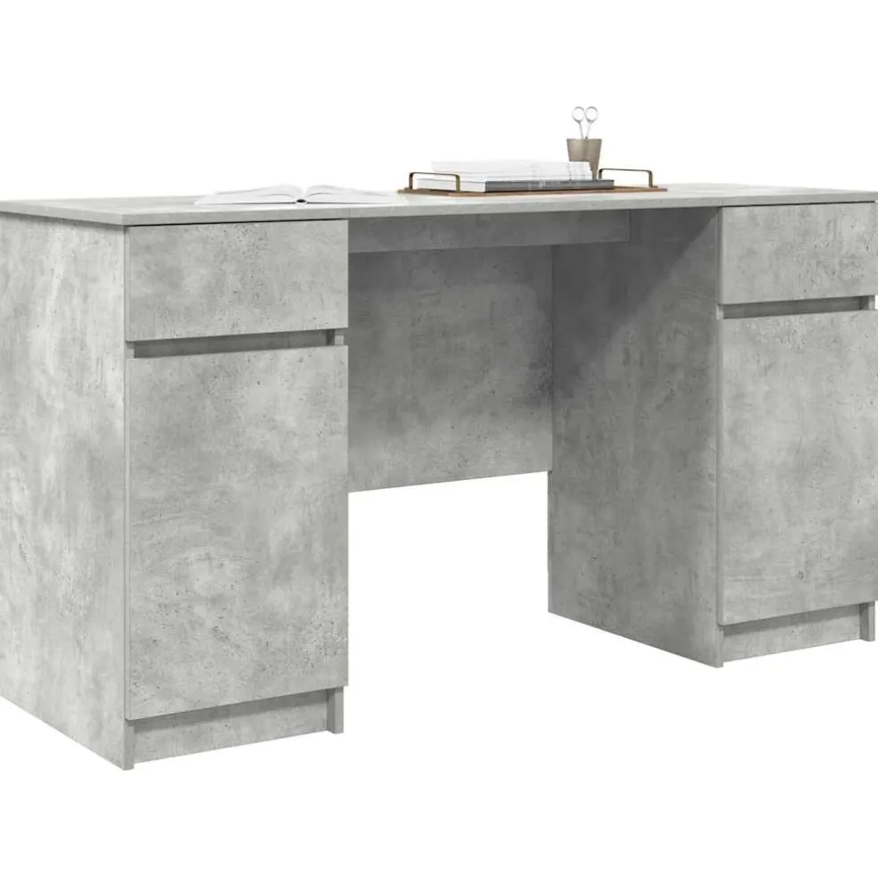 vidaXL Bureau Betongrijs Bewerkt hout 140 x 49 x 76 cm