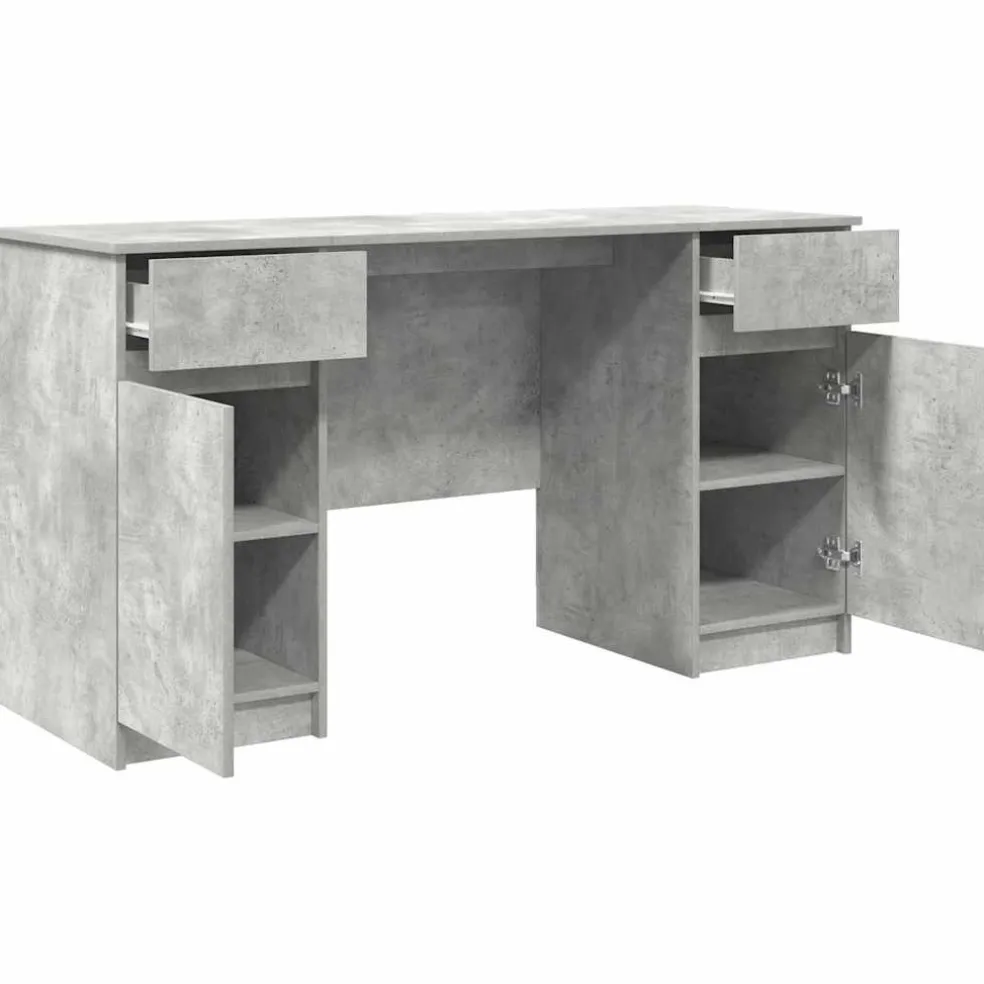 vidaXL Bureau Betongrijs Bewerkt hout 140 x 49 x 76 cm