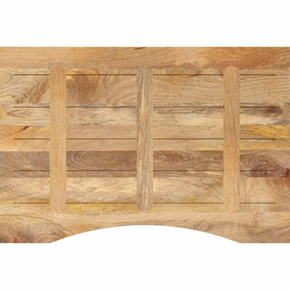 vidaXL Bureaublad met ronding 100x60x2,5 cm massief ruw mangohout