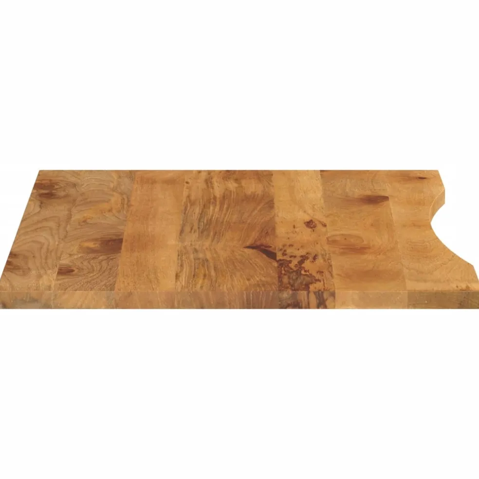 vidaXL Bureaublad met ronding 110x80x2,5 cm massief ruw mangohout