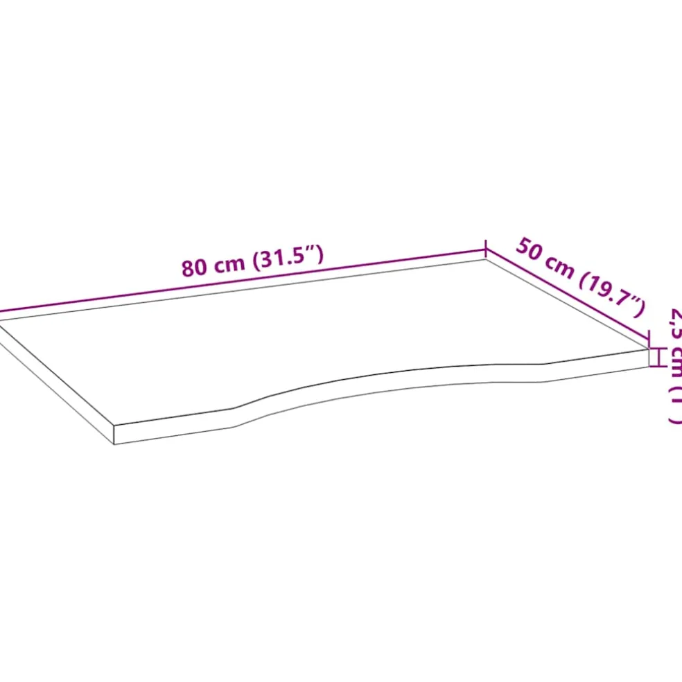 vidaXL Bureaublad rechthoekig 80x50x2,5 cm onbehandeld eikenhout