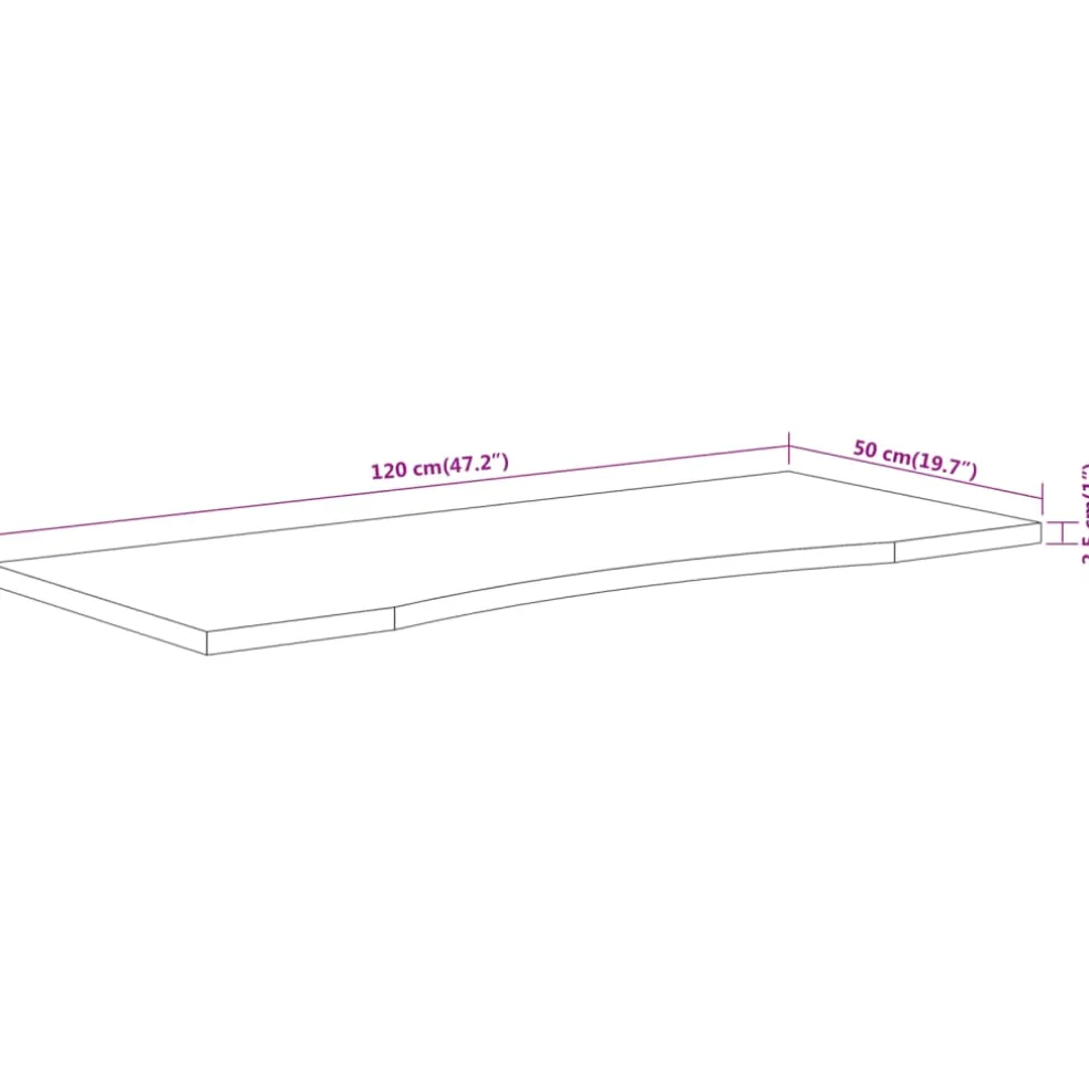 vidaXL Bureaublad rechthoekig 120x50x2,5 cm massief acaciahout