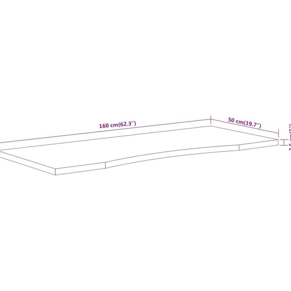 vidaXL Bureaublad rechthoekig 160x50x2,5 cm massief acaciahout