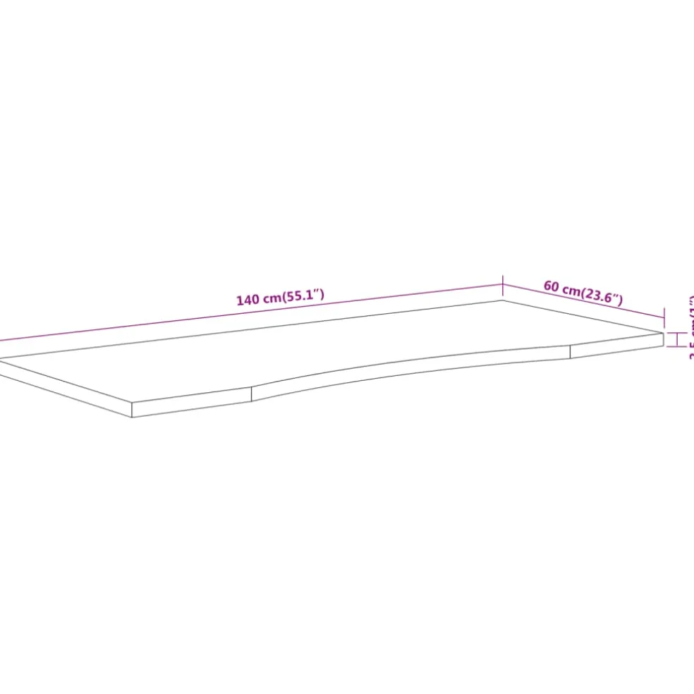 vidaXL Bureaublad rechthoekig 140x60x2,5 cm massief acaciahout