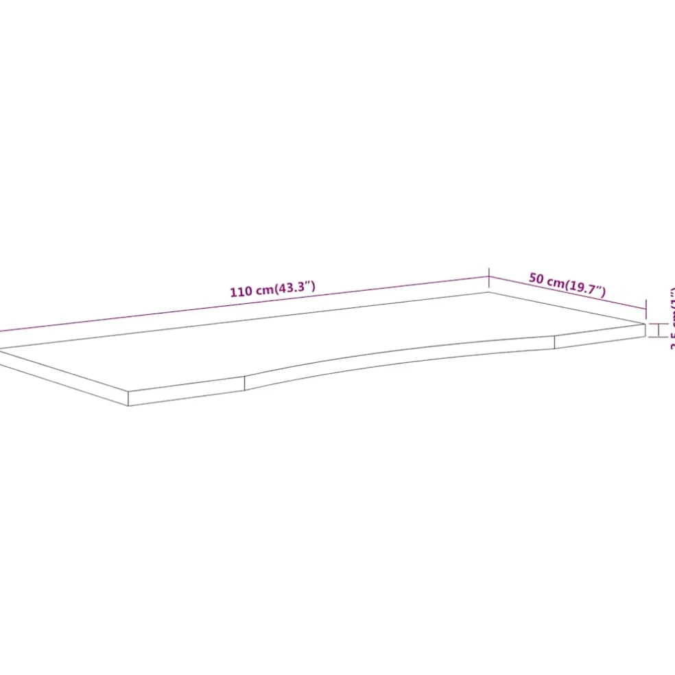 vidaXL Bureaublad rechthoekig 110x50x2,5 cm massief acaciahout