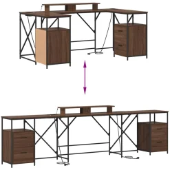 vidaXL Bureau Bruin Eiken Bewerkt hout 182 x 101 x 87,5 cm