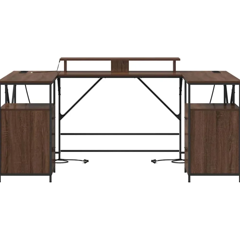 vidaXL Bureau Bruin Eiken Bewerkt hout 182 x 101 x 87,5 cm