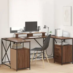 vidaXL Bureau Bruin Eiken Bewerkt hout 182 x 101 x 87,5 cm