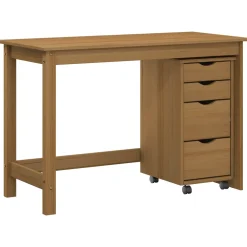 vidaXL Bureau en rollende kast set MOSS 2 st HoningBruin