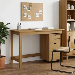 vidaXL Bureau en rollende kast set MOSS 2 st HoningBruin