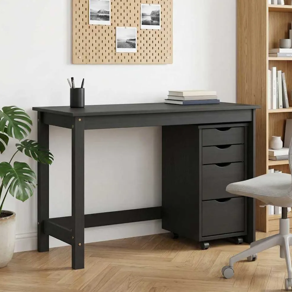 vidaXL Bureau en rollende kast set MOSS 2 st Bruin