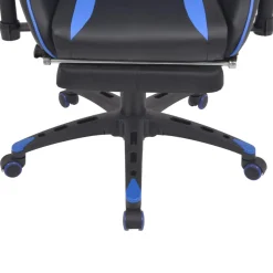 vidaXL Bureau-/gamestoel verstelbaar met voetensteun blauw