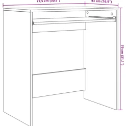 vidaXL Bureau Grijs Sonoma Bewerkt hout 77.5 x 43 x 79 cm