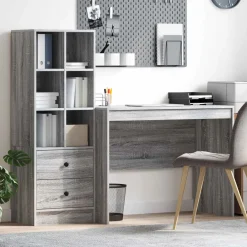 vidaXL Bureau Grijs Sonoma 145.5 x 50 x 127 cm 2 st