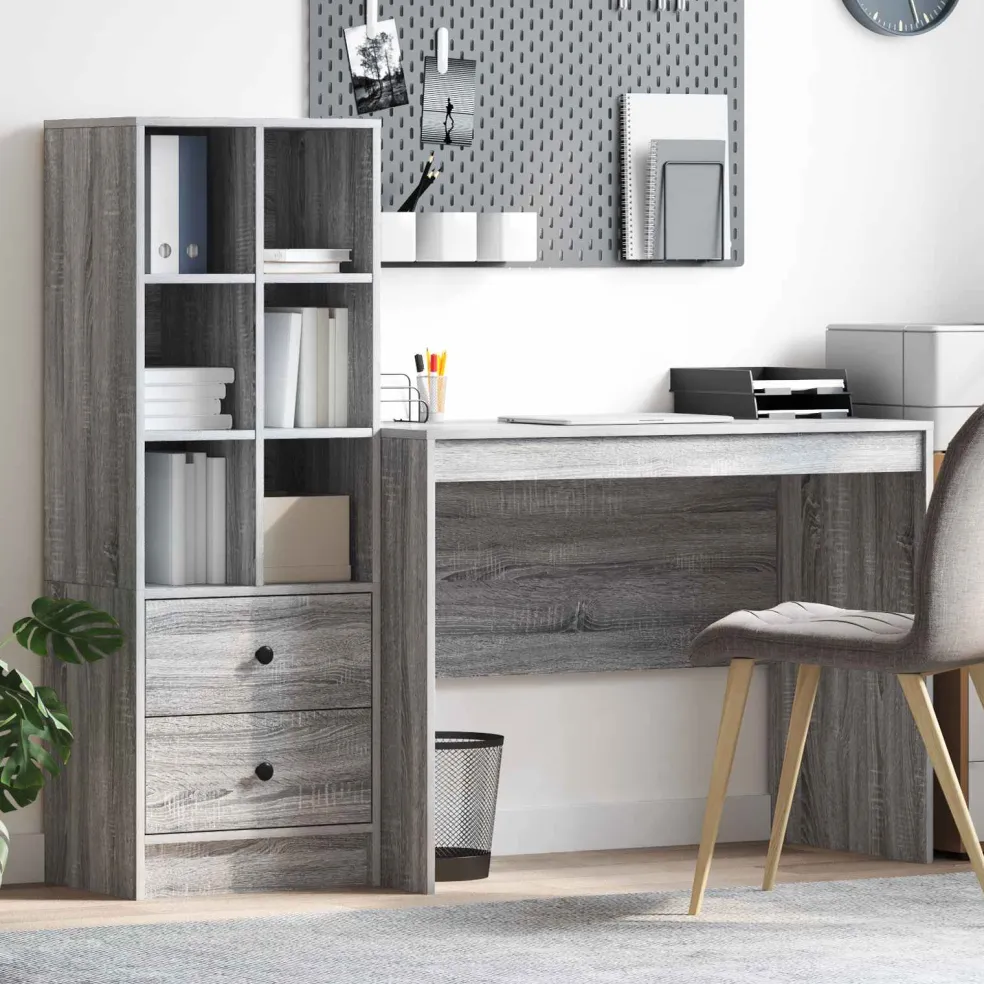 vidaXL Bureau Grijs Sonoma 145.5 x 50 x 127 cm 2 st