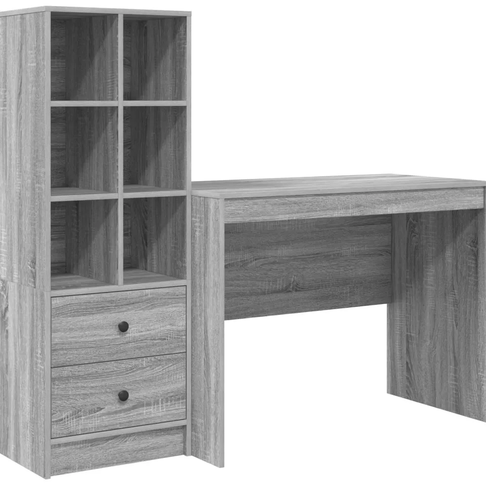vidaXL Bureau Grijs Sonoma 145.5 x 50 x 127 cm 2 st
