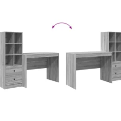 vidaXL Bureau Grijs Sonoma 145.5 x 50 x 127 cm 2 st