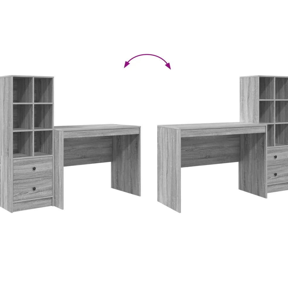vidaXL Bureau Grijs Sonoma 145.5 x 50 x 127 cm 2 st