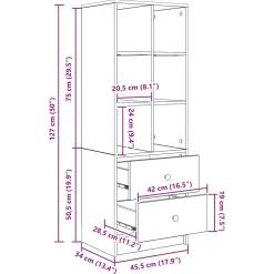vidaXL Bureau Grijs Sonoma 145.5 x 50 x 127 cm 2 st