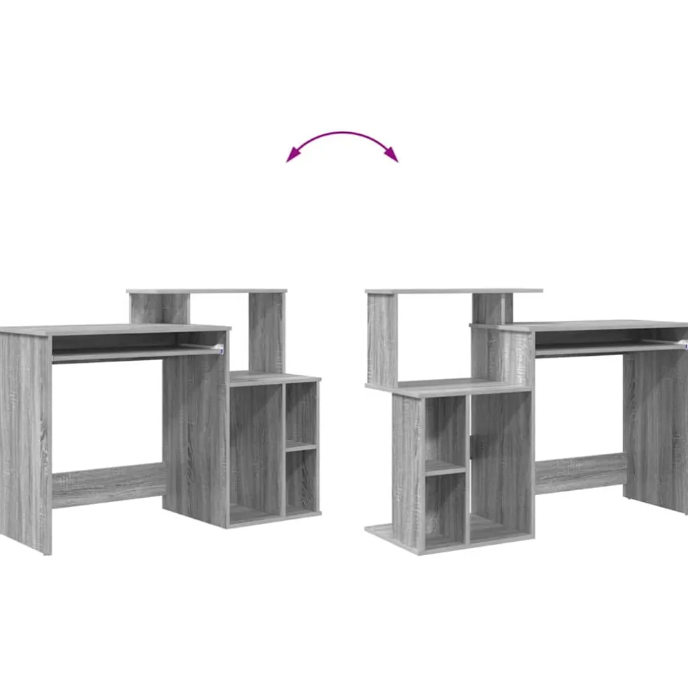 vidaXL Bureau Grijs Sonoma 120,5 x 44 x 88,5 cm Bewerkt hout