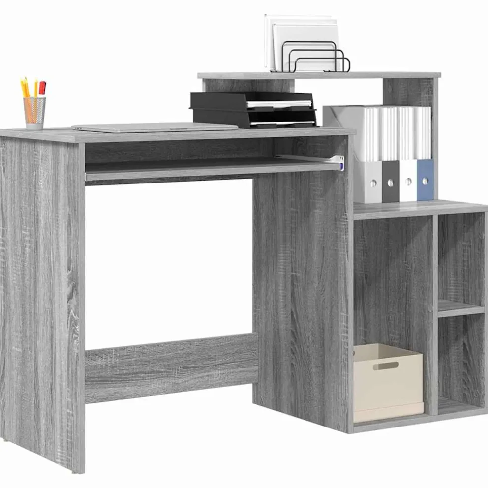 vidaXL Bureau Grijs Sonoma 120,5 x 44 x 88,5 cm Bewerkt hout