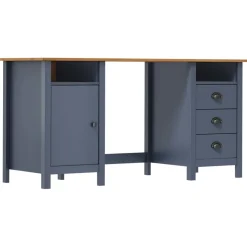 vidaXL Bureau Hill 150x50x74 cm massief grenenhout grijs