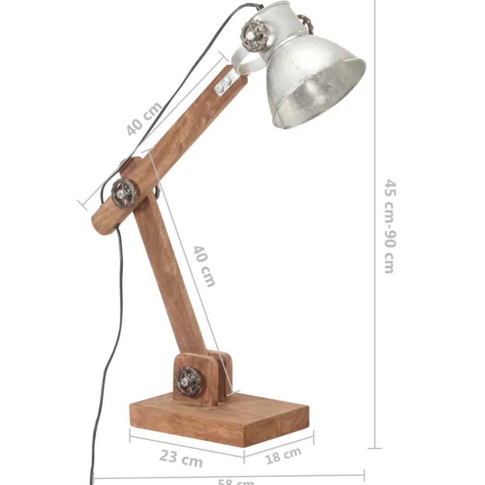 vidaXL Bureaulamp industrieel rond E27 58x18x90 cm zilverkleurig