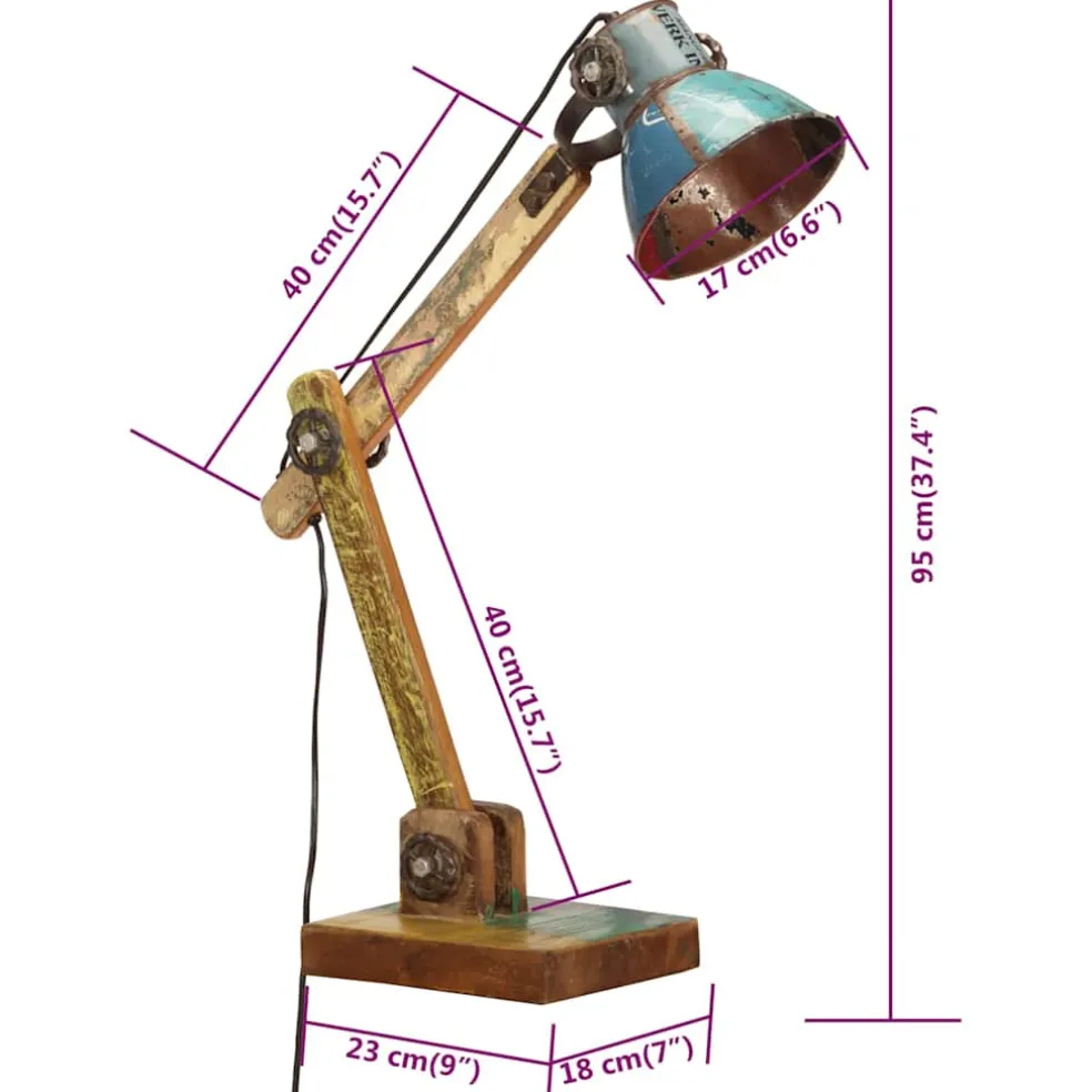 vidaXL Bureaulamp industrieel rond E27 23x18x95 cm meerkleurig