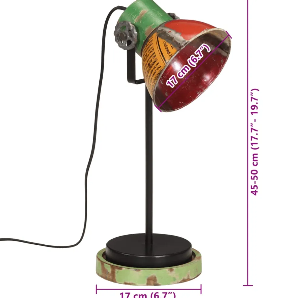 vidaXL Bureaulamp 25 W E27 17x17x50 cm meerkleurig