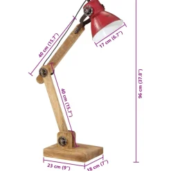 vidaXL Bureaulamp 25 W E27 23x18x96 cm verweerd rood