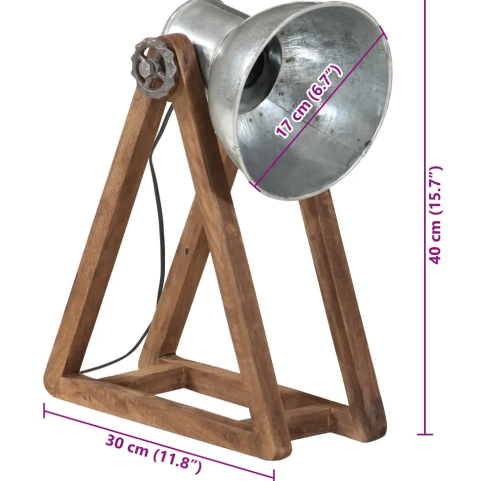 vidaXL Bureaulamp 25 W E27 30x17x40 cm vintage zilverkleurig