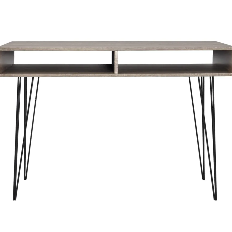 vidaXL Bureau met 2 compartimenten grijs