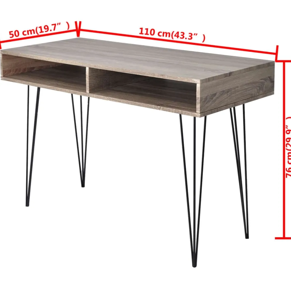 vidaXL Bureau met 2 compartimenten grijs