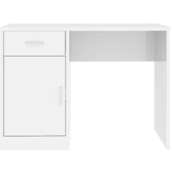 vidaXL Bureau met kast en lade 100x40x73 cm bewerkt hout hoogglans wit