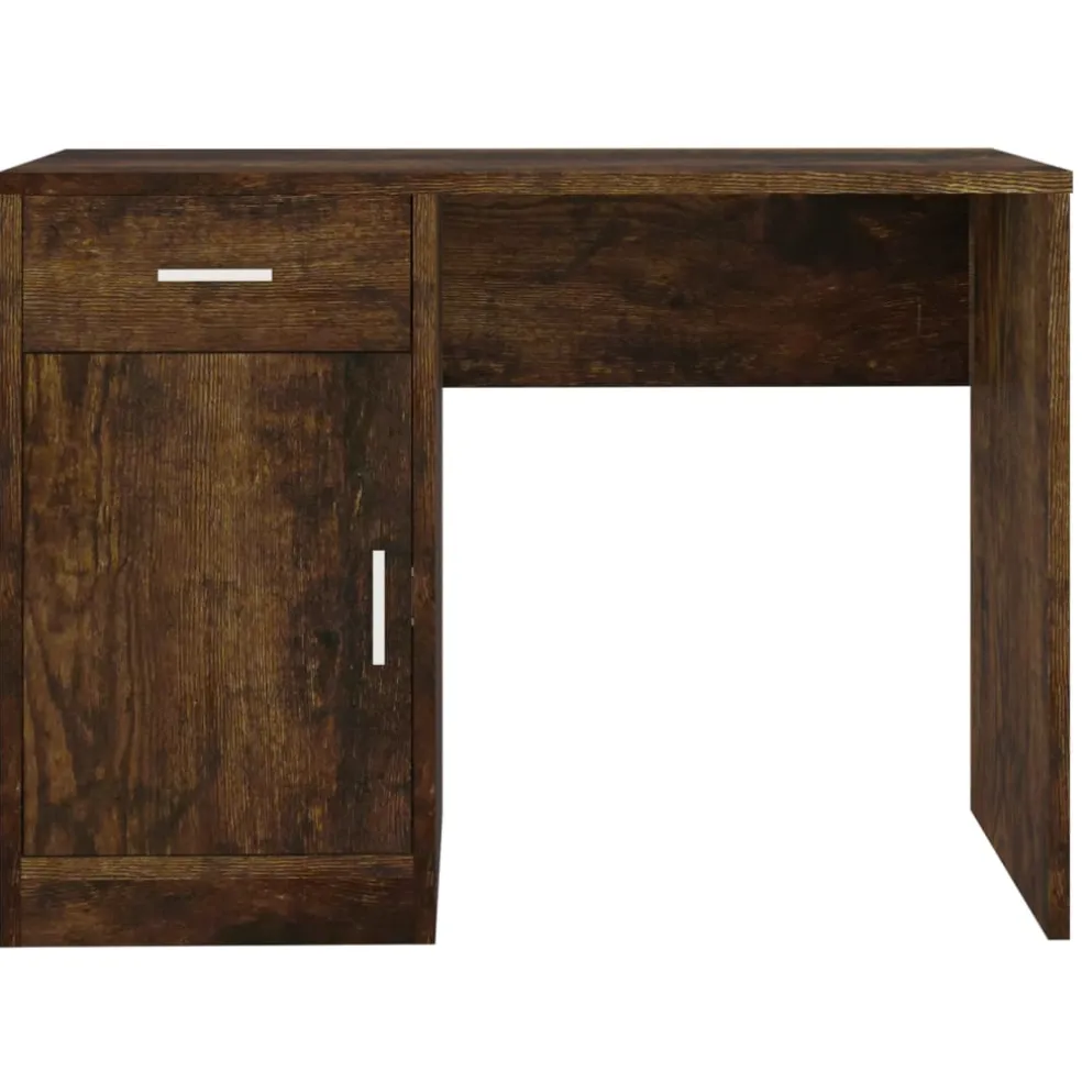 vidaXL Bureau met kast en lade 100x40x73 cm bewerkt hout gerookt eiken