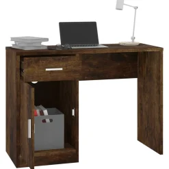 vidaXL Bureau met kast en lade 100x40x73 cm bewerkt hout gerookt eiken