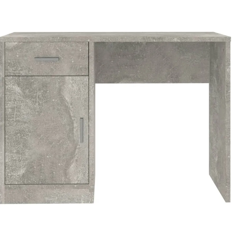 vidaXL Bureau met kast en lade 100x40x73 cm bewerkt hout betongrijs