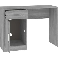vidaXL Bureau met kast en lade 100x40x73 cm bewerkt hout grijs sonoma