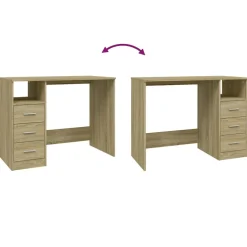 vidaXL Bureau met lades 102x50x76 cm bewerkt hout sonoma eikenkleurig