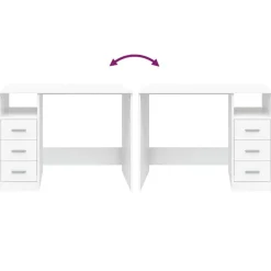 vidaXL Bureau met lades 102x50x76 cm bewerkt hout wit