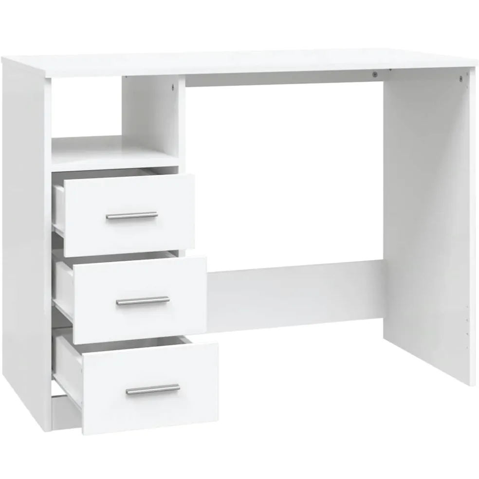 vidaXL Bureau met lades 102x50x76 cm bewerkt hout wit