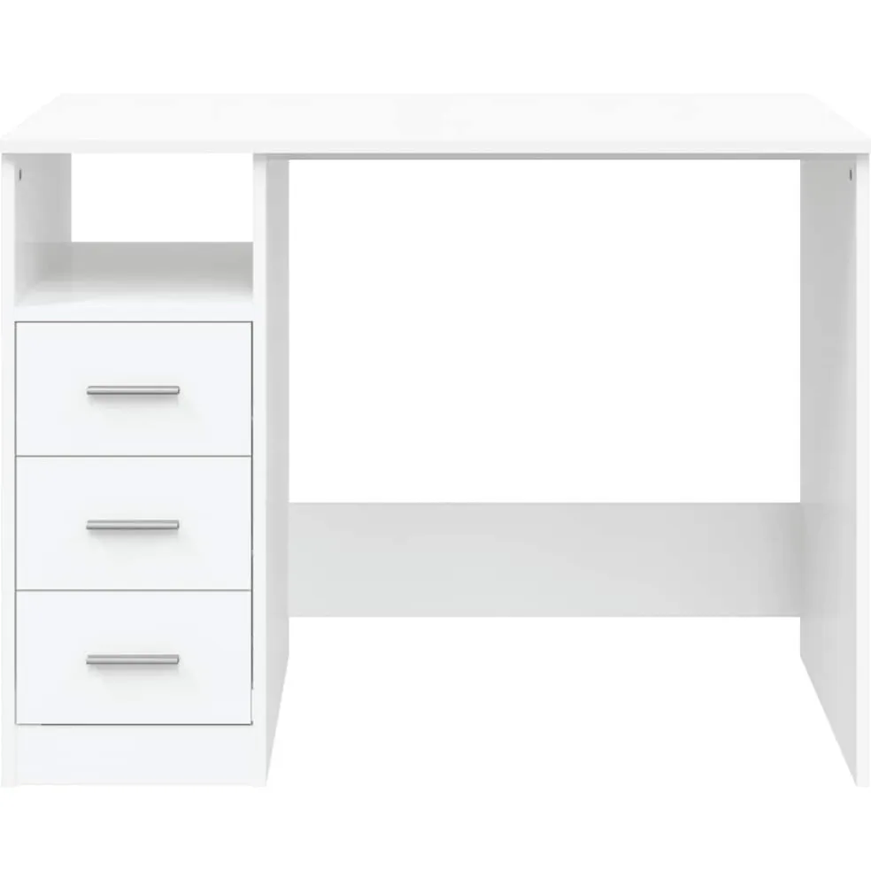 vidaXL Bureau met lades 102x50x76 cm bewerkt hout wit