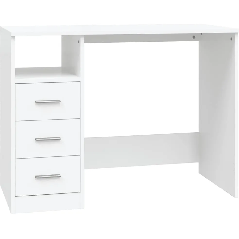 vidaXL Bureau met lades 102x50x76 cm bewerkt hout wit